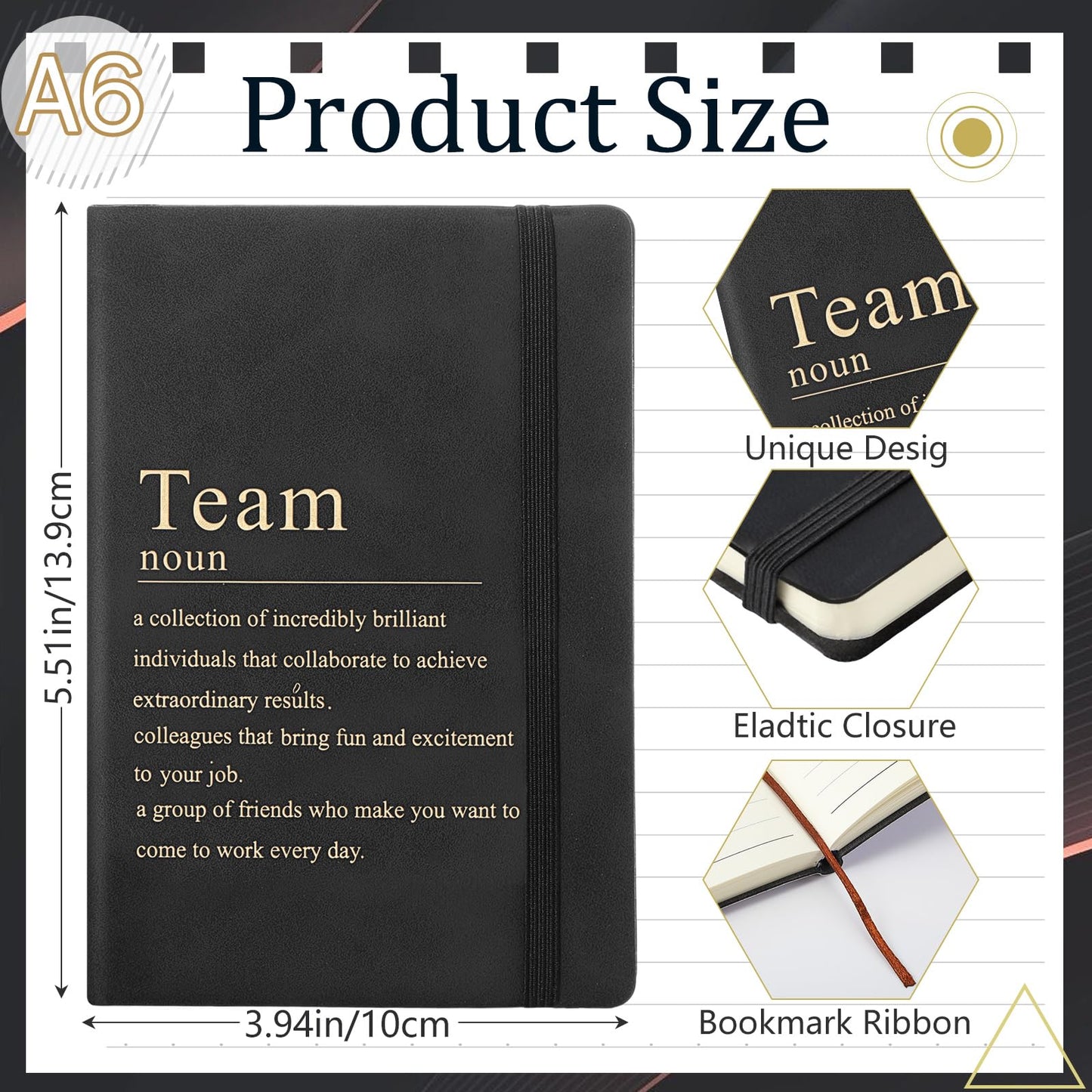 Team Appreciation Gifts Bulk Leather Inspirational Notebooks A6 Employee Journal Team Notepads Inspirational Gifts for Group Coworkers Staff Worker Nurse(Black,24 Pack)