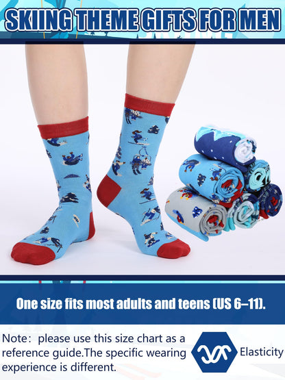 Maiteenly 10 Pairs Funny Ski Crew Socks for Women Adults - Novelty Snow Skiing Casual Socks Bulk Ski Accessories Gift for Women Men Skiers Snowboarding Lover
