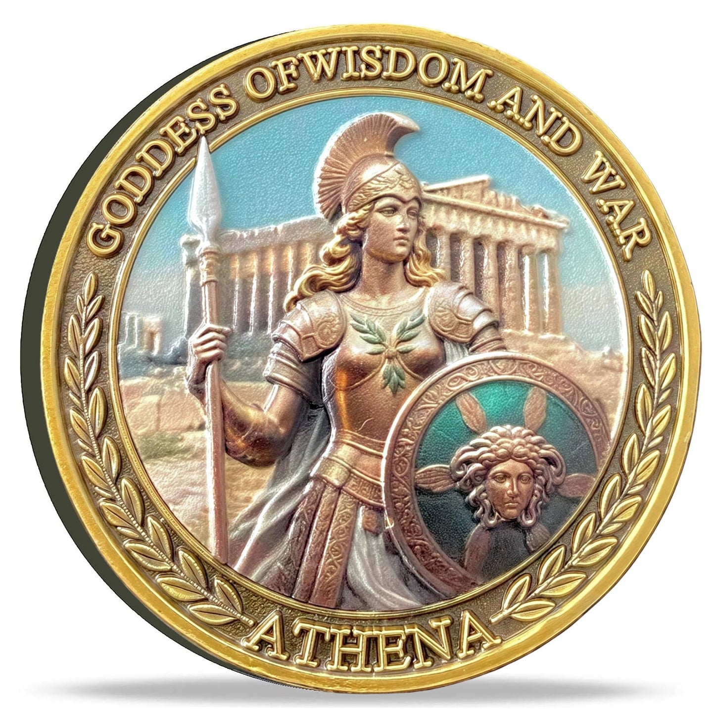 Athena Challenge Coin - Goddess of Wisdom & War Commemorative Medallion, Ancient Greek Design, Protector of The City, Inspirational Gift for Collectors