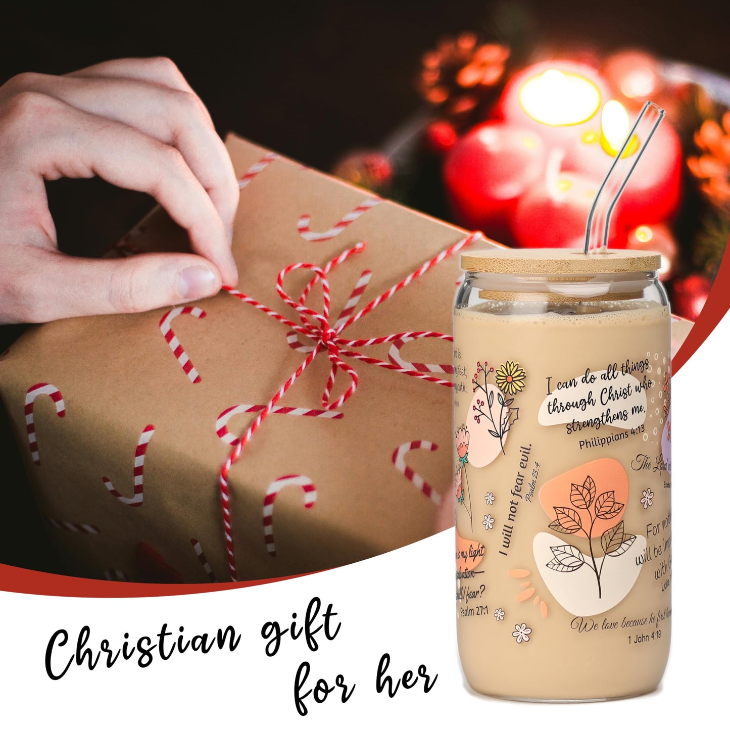 Christian Gifts For Women – Bible Verse Coffee Mug 16oz, My Daily Bible Affirmations Tumbler, Religious Gift & Bible Accessories for Sister, Wife and Friends, Iced Coffee Cups with Lid & Straw