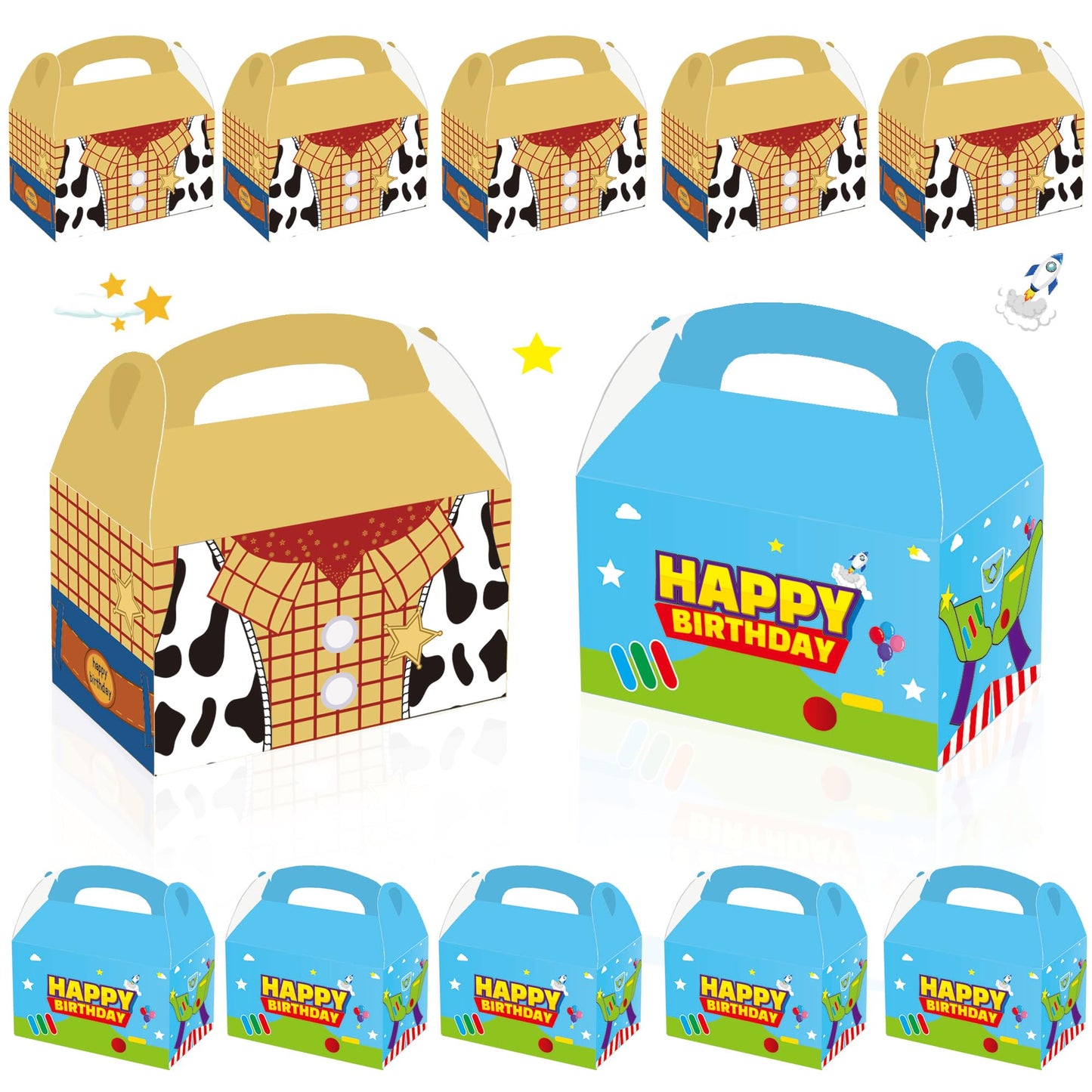 WEGYMER Cartoon Story Party Boxes 16pcs Two Infinity and Beyond Birthday Gift Goodie Bags For Toy Theme Birthday Party Supplies