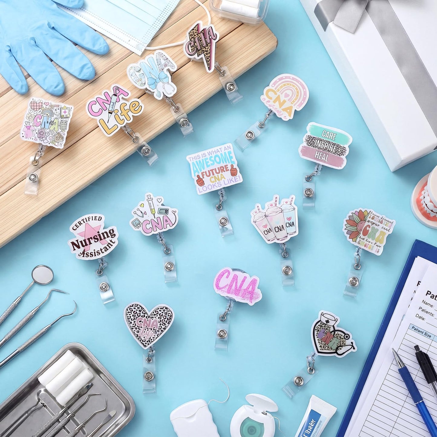 Geyoga 30 Pcs CNA Week Gifts National Nursing Assistants Week Badge Holder Bulk Retractable Badge Reels for Nursing Assistants CNA Student Coworker Women Men Birthday Graduation Appreciation Gift