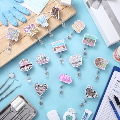 Geyoga 30 Pcs CNA Week Gifts National Nursing Assistants Week Badge Holder Bulk Retractable Badge Reels for Nursing Assistants CNA Student Coworker Women Men Birthday Graduation Appreciation Gift