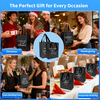 40 Pcs Reusable Gift Bags with Handles - Include 20 Iridescent Gift Bags & 20 Tissue Paper - Employee Appreciation Gifts Bulk for Staff, Team, Coworker, Teachers, Nurse, Thank You Gifts (Black)
