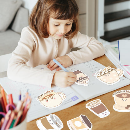 Xqumoi 30 Pack Thanks A Latte Sticky Notes - Coffee Cup Self Sticky Notepad Thank You Gift Latte Lover Self-Adhesive Writing Memo Pad for Barista Office School Supplies Party Favor Goodies Bag Fillers