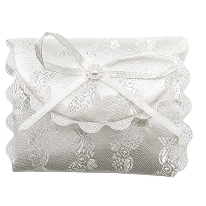 Needzo Light of Christ First Communion Satin Purse Set, Includes Mass Prayer Book, Rosary & Pouch, Scapular, Lapel Pin, Gifts & Keepsakes for Young Women, Communicant Starter Pack (6 Piece)