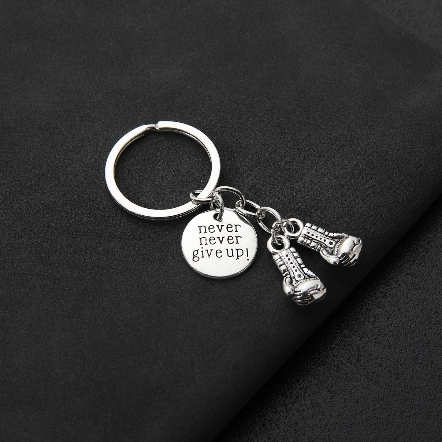 PHAETON 20PCS Never Give Up Boxing Keychain Boxing Gloves Charm Keyring Inspirational Gifts for Boxers Boxing Coach Boxing Keychain Fitness Gifts Boxer Fan GiftSport Lover