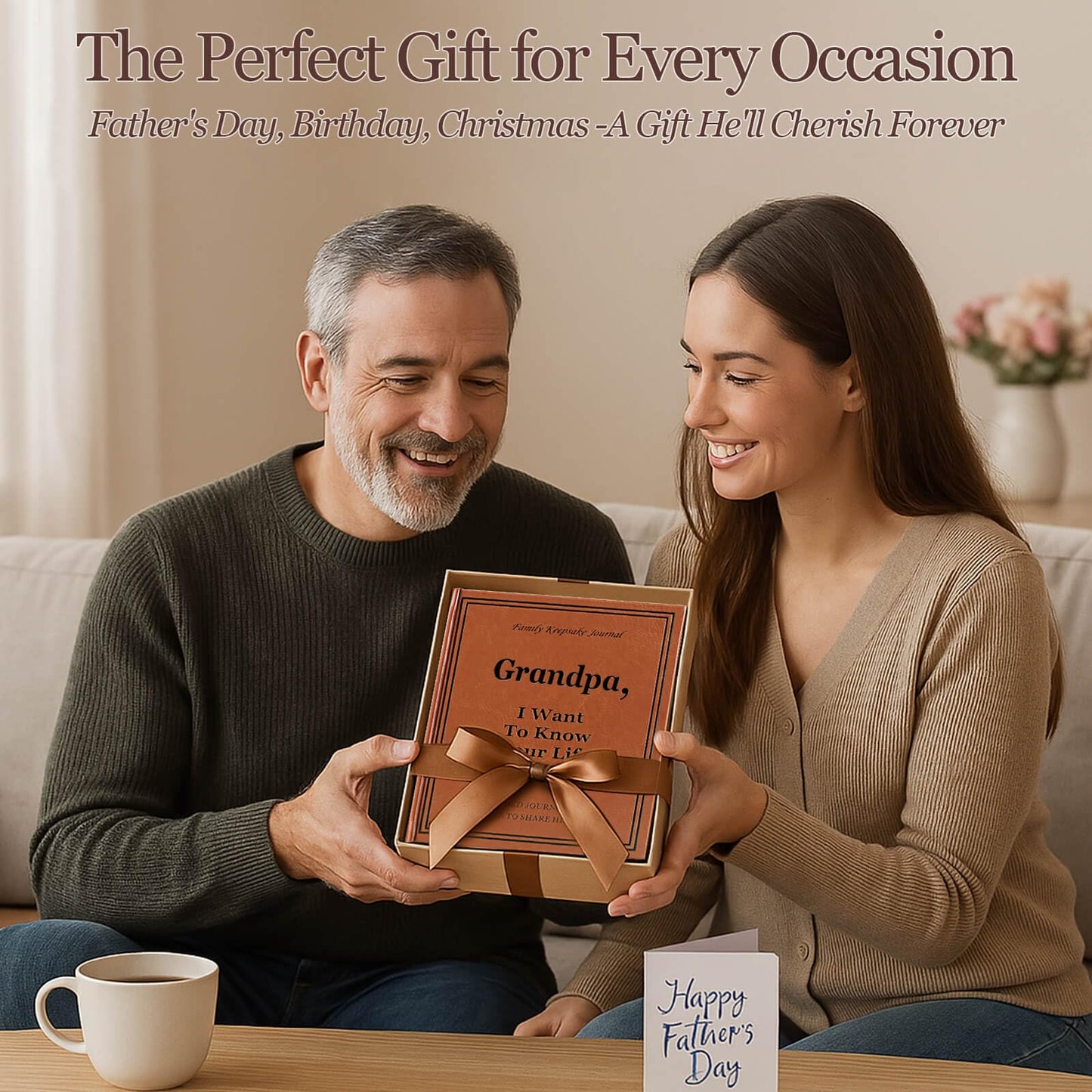 Grandpa I Want to Hear Your Life Story Journal, Leather Hardcover Book with 250+ Prompt Questions for Grandfather to Share His Love and Memories, Gifts for Grandpa Birthday Father's Day Christmas