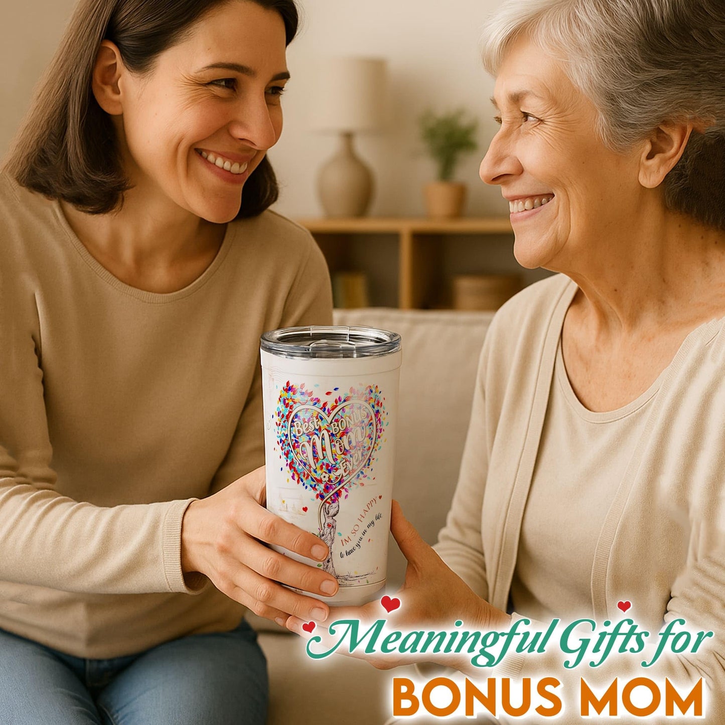 Gifts For Bonus Mom From Son, Daughter - Best Bonus, Step Mom Ever Gifts - 20oz Tumbler w/Straw & Keychain - Christmas, Birthday, Mothers Day Gift For Stepmom, Mother in law, Boyfriend Mother