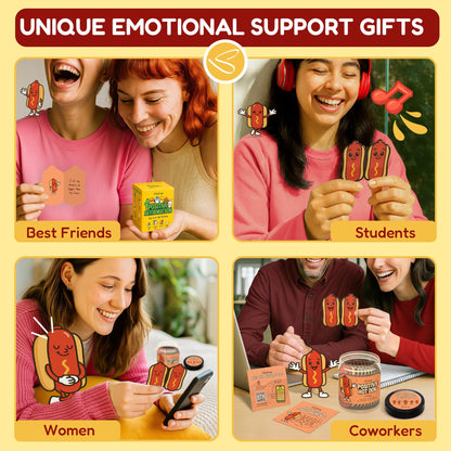 Stofinity Emotional Support Hot Dogs Gifts - Funny White Elephant Gifts For Teen Girl Trendy Stuff, Positive Affirmations Cards For Women Birthday, Hotdog Card For Christmas Basket Gift