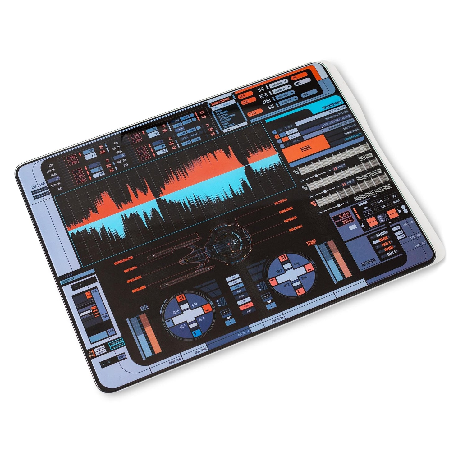 Star Trek: Picard LCARS Glass Cutting Board For Cooking, Meal Prep, and Serving | 16 x 12 Inches