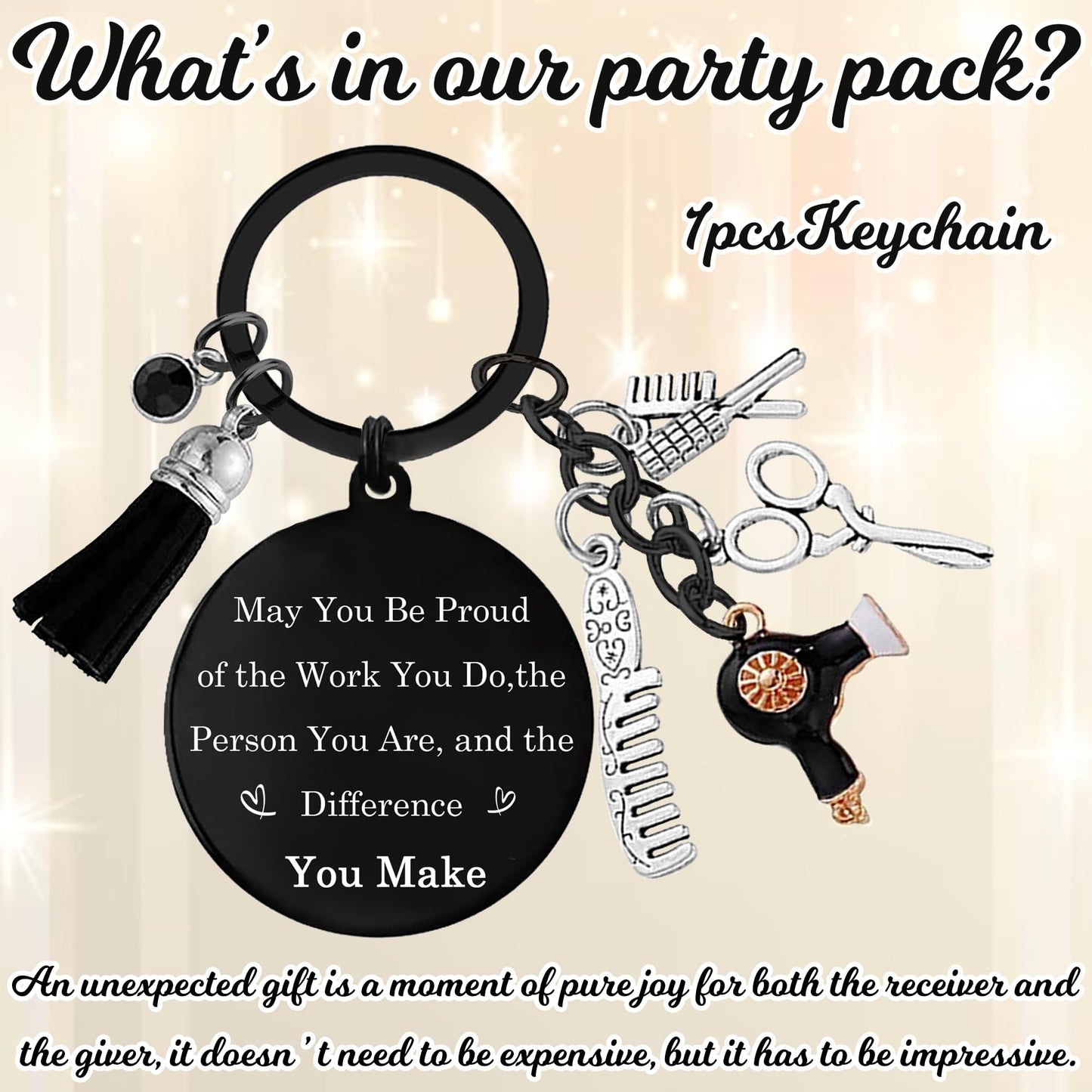 Hair Stylist Gifts Keychain, Hairstylist Keyring for Women with Comb Hair Dryer, Scissors Charm for Birthday Gift
