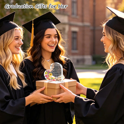 Graduation Gift for Her Him, 2026 Graduation Decorations - Engraved Acrylic Heart Plaque Graduate Gifts 4.7 × 4.7 × 0.6 inch, High School, Masters Degree, College Graduate Gift for Women, Men
