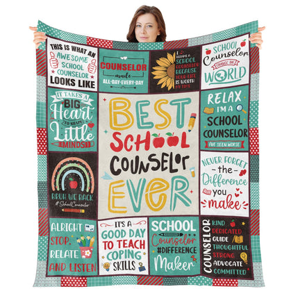 Wxiben School Counselor Gifts for Women - Counselor Appreciation Gift Blanket Guidance School Counselors Thank You Gift for Birthday Christmas Soft Flannel Throw Blanket for Sofa Couch 60 x 50 Inches