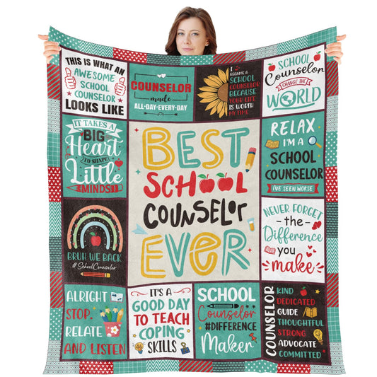 Wxiben School Counselor Gifts for Women - Counselor Appreciation Gift Blanket Guidance School Counselors Thank You Gift for Birthday Christmas Soft Flannel Throw Blanket for Sofa Couch 60 x 50 Inches