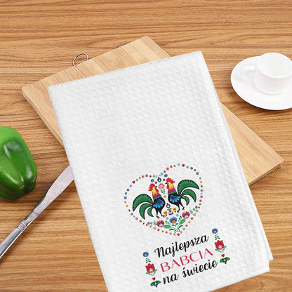 WCGXKO Polish Grandma Gift Babcia Gift Babcia Retirement Gift Najlepsza Babcia Kitchen Towel Grandmother Gift (Naj Towel)