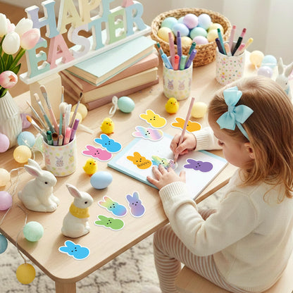 Xqumoi 30 Pack Easter Bunny Sticky Notes - Colorful Candy Bunny Self Sticky Notepads Easter Rabbit Writing Memo Pads for School Class Office Supplies Holiday Gift Party Favors Goodies Bag Fillers
