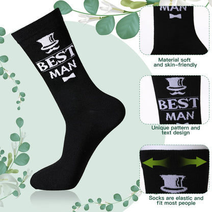 Sintege 6 Pairs Groomsmen Gifts for Men Him Wedding Novelty Socks Funny Proposal Gifts Crew Socks for Bestman Groomsmen Groom