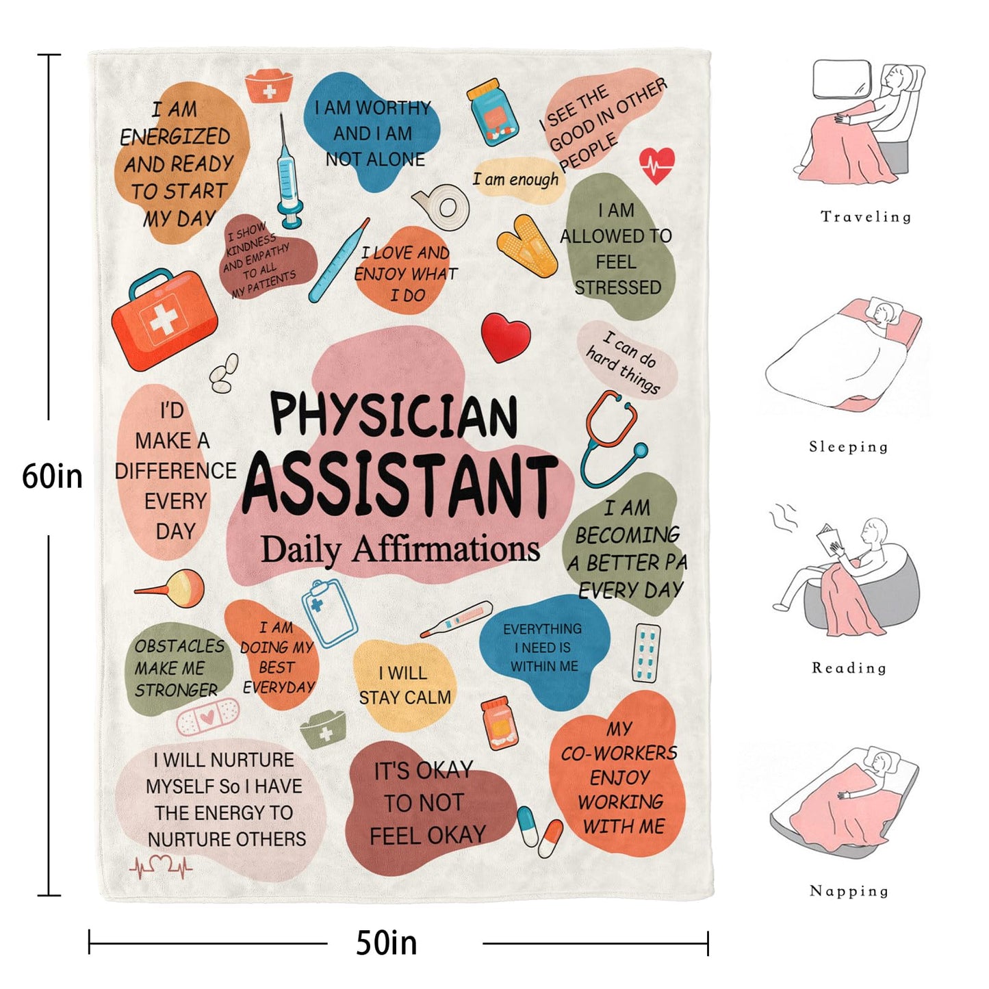 Givetoyou Physician Assistant Gifts, PA Week Gifts, Birthday Christmas Appreciation Thank You Gifts for Physician Assistant, PA Throw Blanket 60inx50in
