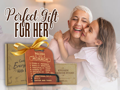 InnoBeta Mommom Gifts from Grandkids, Cookbook Stand for Kitchen Counter, Perfect Gifts for Mommom on Birthday, Adjustable Tablet Recipe Book Holder, Unique Kitchen & Home Decor