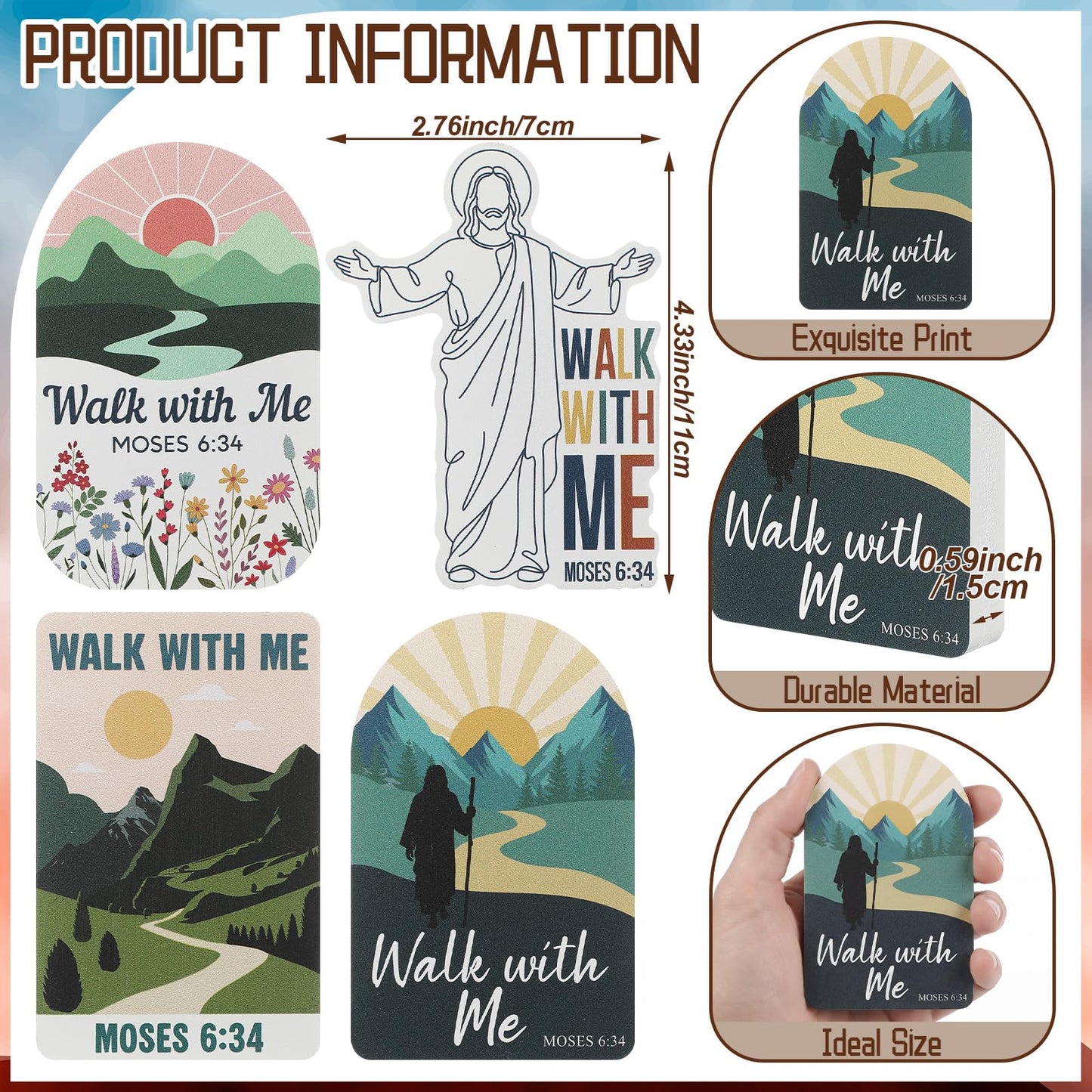 Yousoontic 4 Pcs LDS Mormon Gifts Easter Walk with Me Wooden Desktop Decor, 2026 Walk with Me Gifts, Youth Theme Inspirational Christian Home Tabletop Signs, LDS Gift for Missionaries, Bishop Baptism