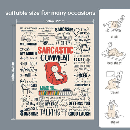 Funny Blanket, Funny Birthday Gifts for Women, White Elephant Gifts for Adults, Funny Gifts for Friends Coworker, Sarcastic Gift for Woman, Sarcastic Comment Blanket 60”x50”