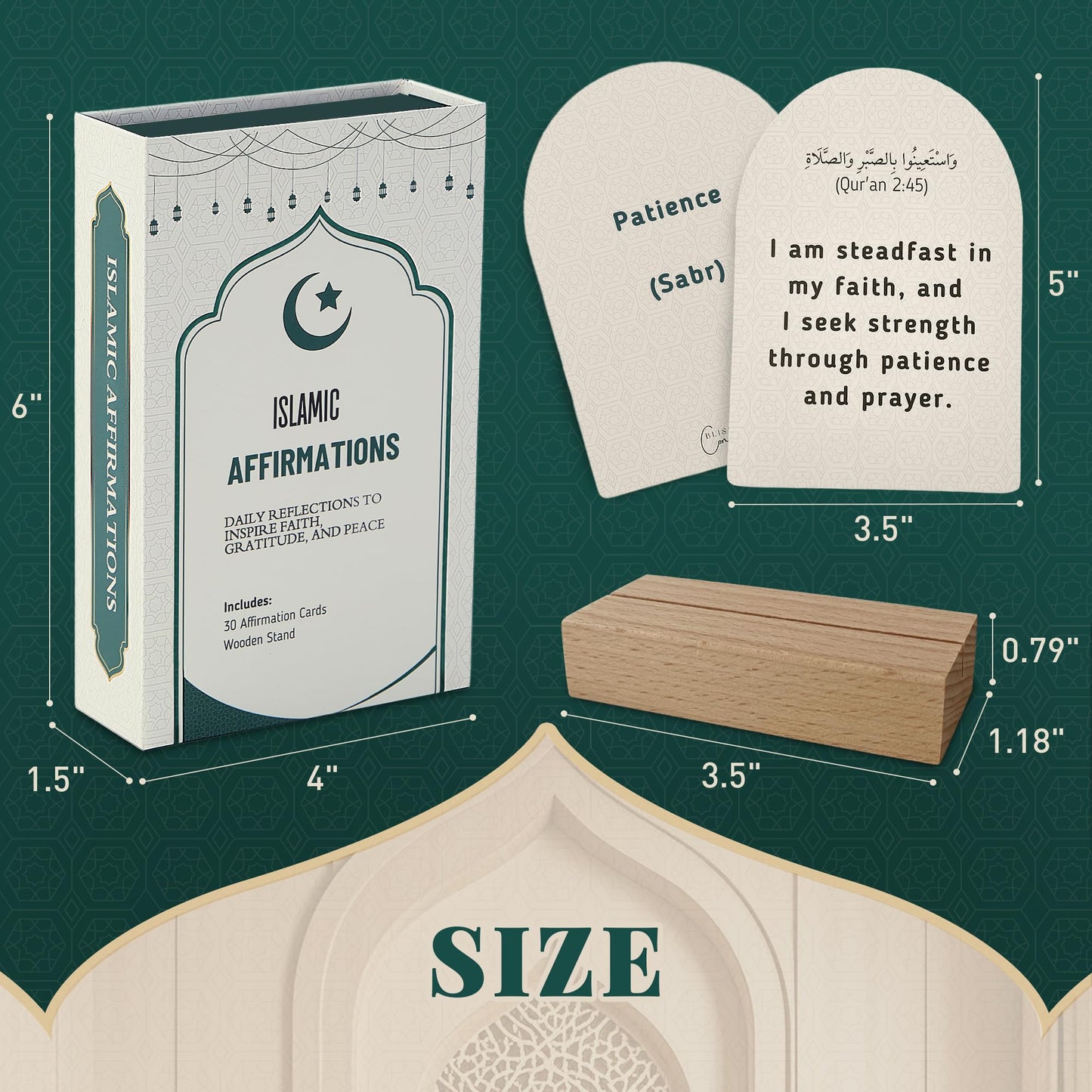 Islamic Affirmation Cards Set of 30, Magnetic Box & Stand - Ideal for Ramadan Gifts, Eid Gifts, Islamic Gifts, Eid Decorations for Home, Eid Mubarak Decorations, Positive Affirmations Cards, Muslim