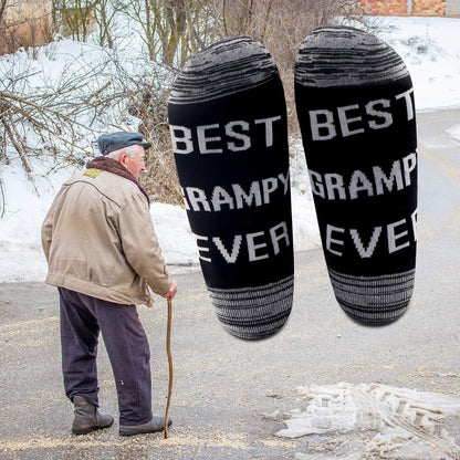 LEVLO 2 Pairs Father's Day Gift Best Grampy Ever Socks Grandpa Gift for Papa Grandfather Men Birthday Present