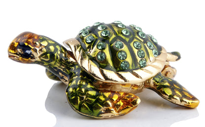 Mini Sea Turtle Figurine Trinket Box Hinged Jewelry Boxes