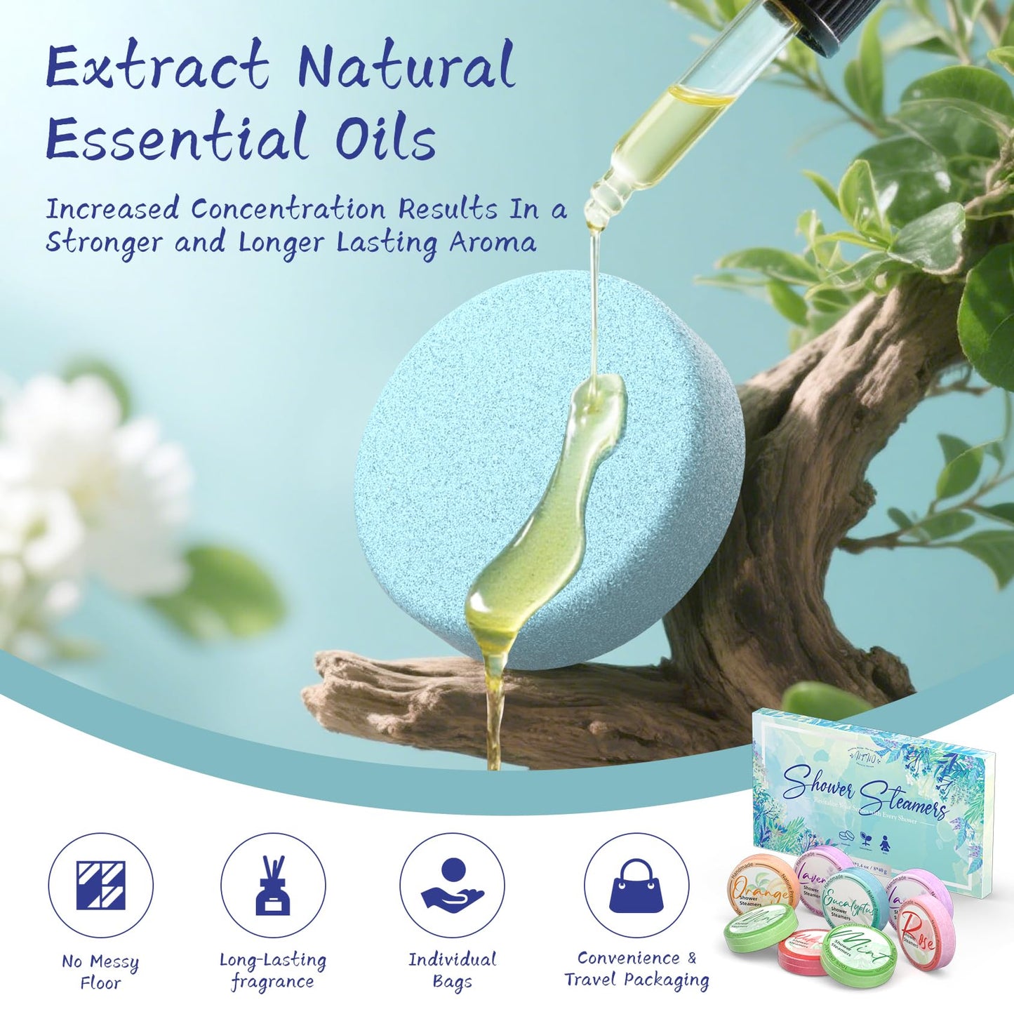 Shower Steamers Aromatherapy 8 Pack - Gifts for Women, Shower Bombs with Essential Oils, Self Care and Stress Relief Stocking Stuffers, Relaxation Birthday Gifts for Women and Men