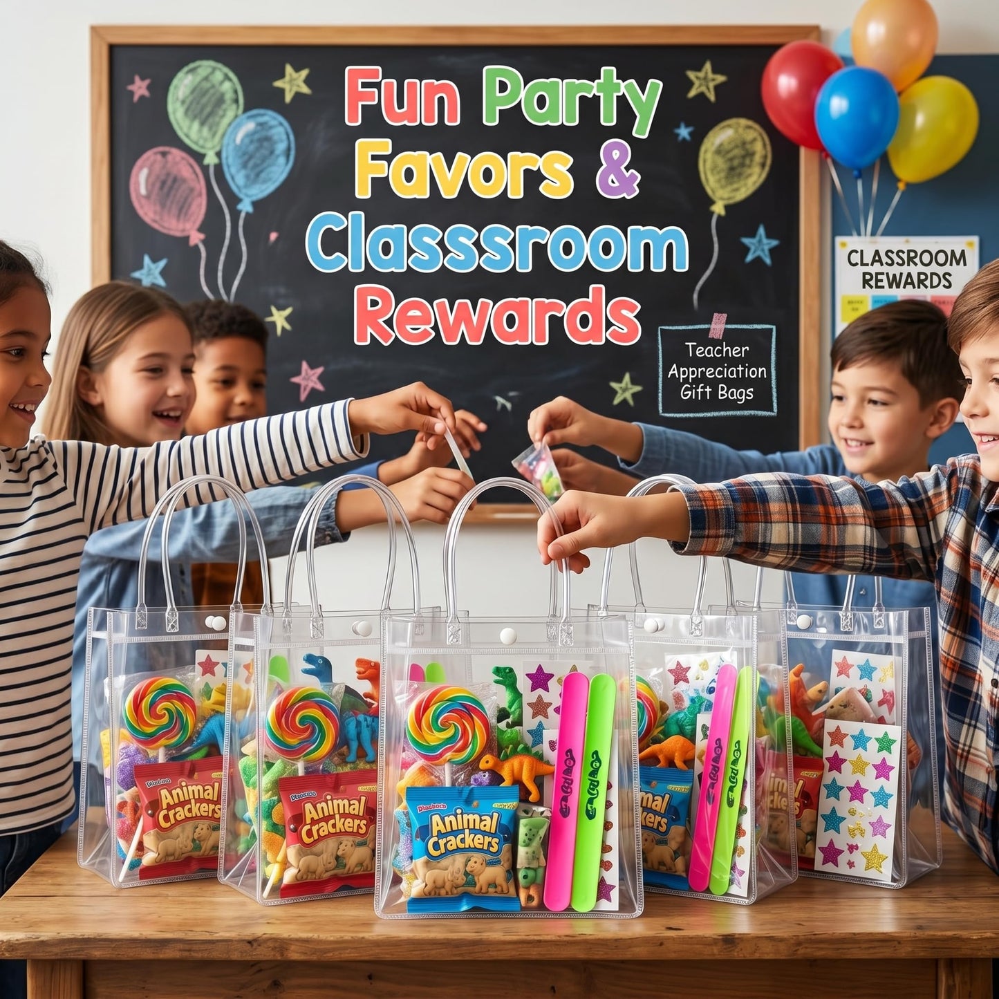 RJTLPNK 10-Pack Transparent PVC Gift Bags with Handles – Durable & Odorless Clear Plastic Bags for Wedding Favors, Birthday Parties & Corporate Events (7.87”L x 3.14”W x 7.87”H)