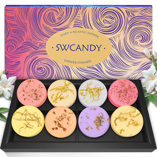 Shower Steamers Aromatherapy SWCANDY 8 Pack Mothers Day Gifts for Mom - Wife, Daughter, Grandma, Women, Sister and Teen Girls Natural Essential Oils Home Spa Self Care Stress Relief Relaxation