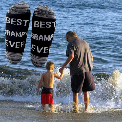 LEVLO 2 Pairs Father's Day Gift Best Grampy Ever Socks Grandpa Gift for Papa Grandfather Men Birthday Present