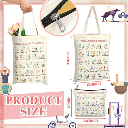 Shinylin 2 Pcs End of Year Physical Therapy Gifts Physical Therapist Tote Bag with Makeup Bag Occupational Therapy Appreciation Gifts Thank You Retirement Presents for Women Pt Pta Ot