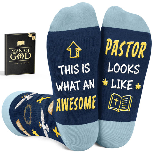 Pastor Appreciation Gifts - Christian Fathers Day Gift for Men, Inspirational Religious Socks for Pastors