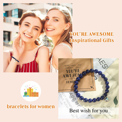 VICKHU Beaded Bracelets for Women Encouragement Healing Natural Gemstone Butterfly Heart Bracelets Gifts for Women Mom Daughter Wife Sister Coworker Friend teacher on Christmas Thanksgiving