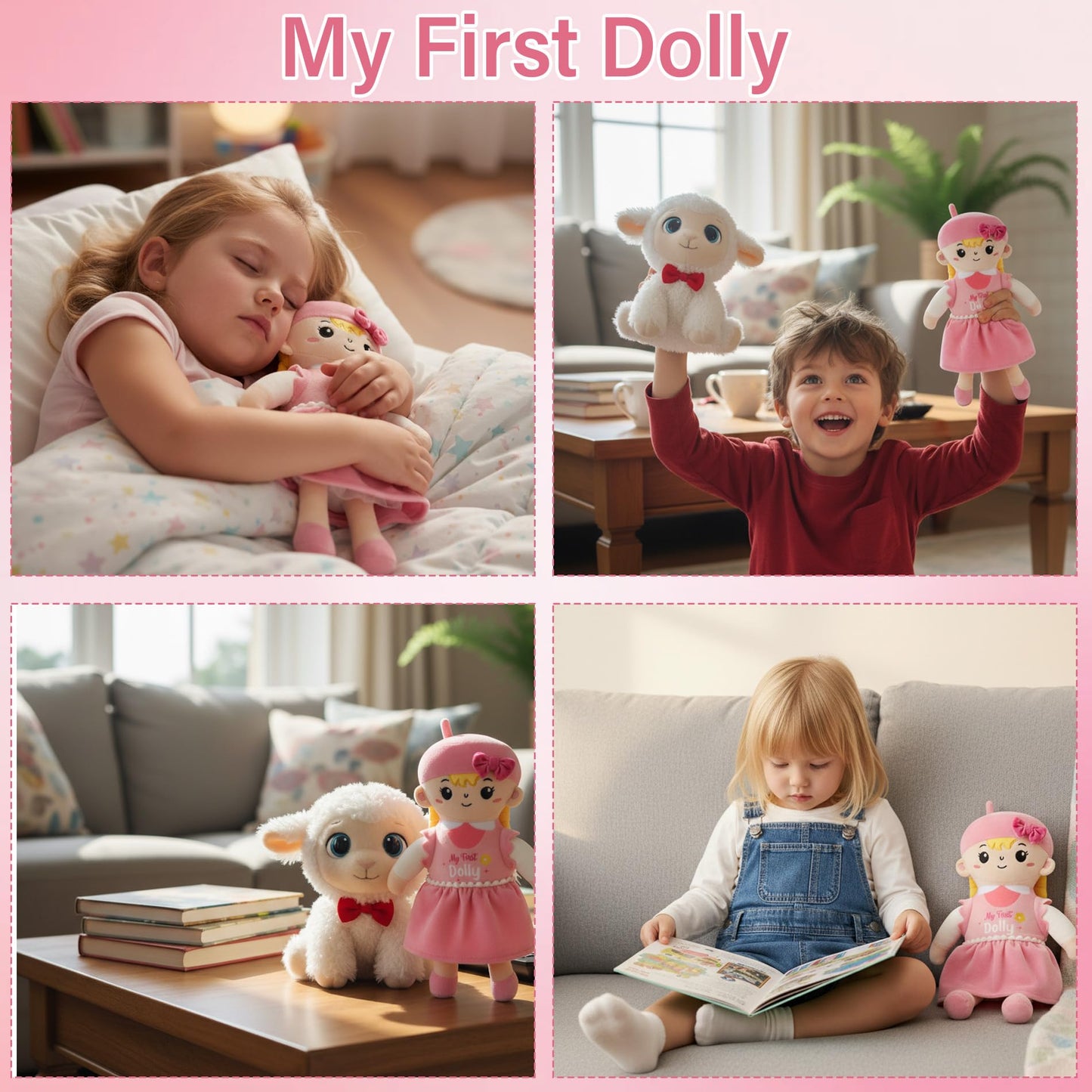 My First Girl Doll Gift - Soft Pricess Doll with Gold Hair for Year Old Baby Girl Sister Girl's Birthday Christmas Newborn Plush Gift for Toddler 12 Inch