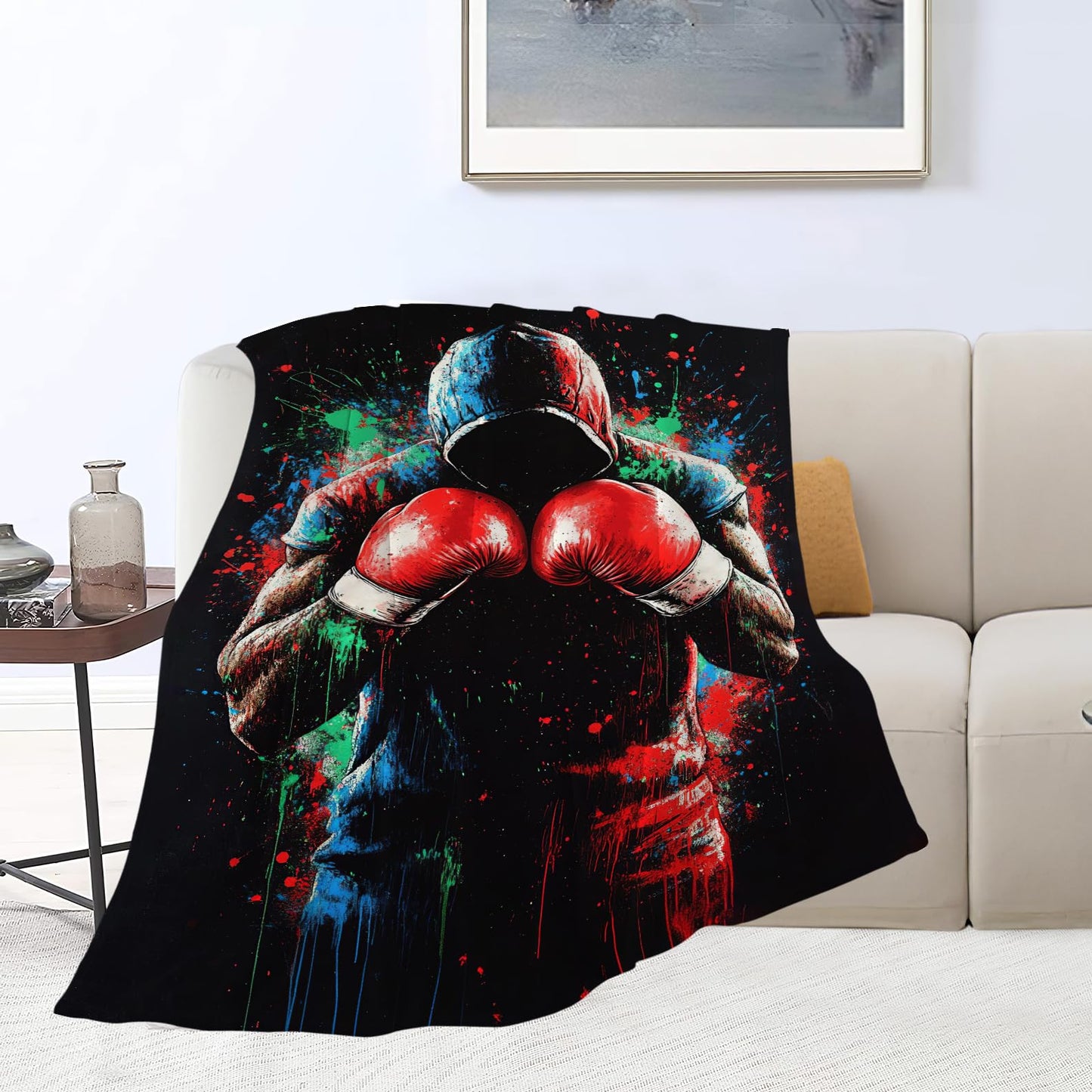 Boxing Gifts, Boxing Throw Blanket, Sports Gift for Men Boys Women Girls Lover Adult Cozy Fleece Flannel Bedding Stuff Plush for Couch Sofa Bed Decor 50"X40"