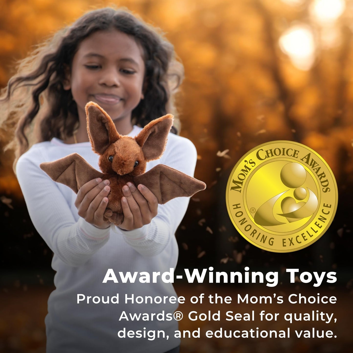 The Petting Zoo Bat Stuffed Animal Plushie, Gifts for Kids, Scoopz Wildlife Animals, Brown Bat Plush Toy 8 Inches