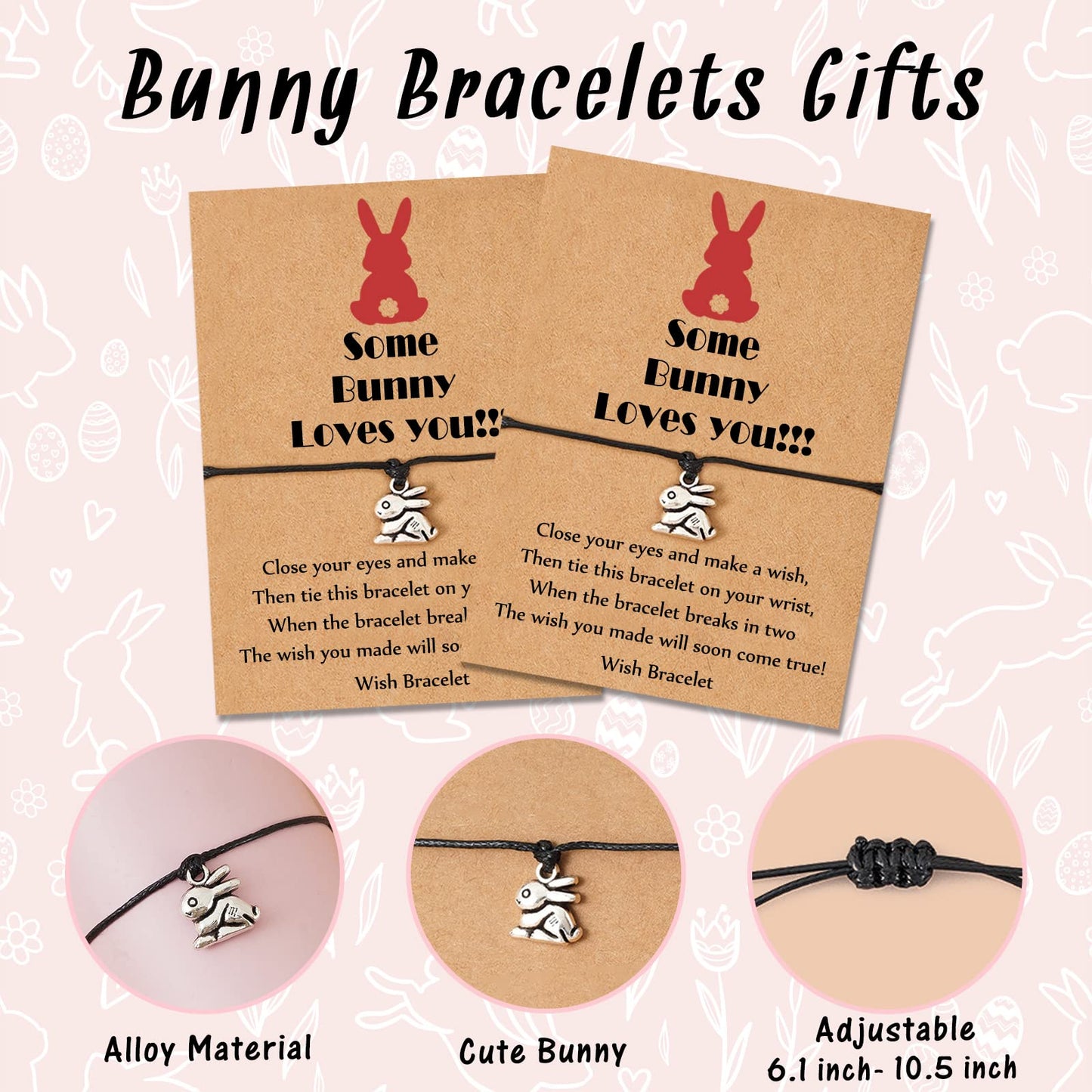 Easter Gifts for Girls, Easter Basket Stuffers Adjustable Bunny Gifts for Teens Adults Women (Style-A (2pcs))