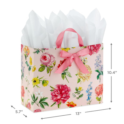 Hallmark 10" Large Mother's Day Gift Bag with Tissue Paper (Vintage Floral with Pink Bow) for Valentine's Day, Easter, Bridal Showers, Graduations, New Moms