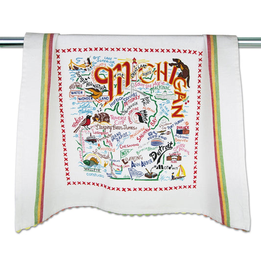 Catstudio Michigan Dish Towel - U.S. State Souvenir Kitchen and Hand Towel, Perfect Tea Towels for Michigan Lovers, Travel Souvenir, Housewarming Gifts, Couple Gifts
