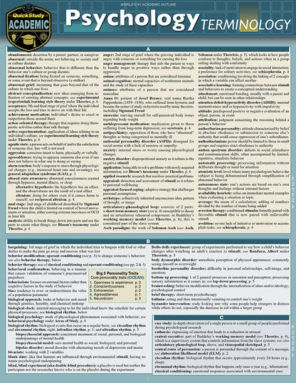 Psychology Terminology: a QuickStudy Laminated Reference Guide (Quickstudy Reference Guide)
