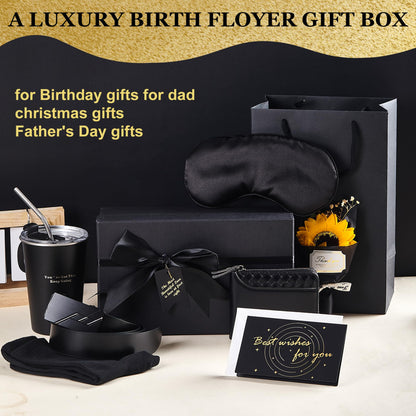 9-piece birthday gift set, men's gift basket, father's gift box, suitable for men. (Black)