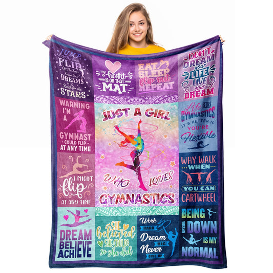 Gymnastics Gifts for Girls, Girls Gymnastics Stuff Blanket Gifts, Gymnastics Christmas Birthday Gifts Throw Blanket 50" x 40"