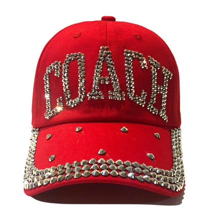Popfizzy Bling Coach Hat with Rhinestones for Women, Best Cheer & Sports Coach Hat Gifts