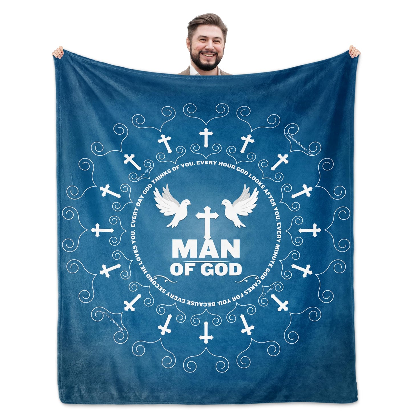 Christian Gifts for Men, Catholic Religious Gifts for Men, Man of God Gift for Mens, Christian Blanket 60"X50", Baptism Bible Spiritual Inspirational Encouragement Birthday Gift for Man