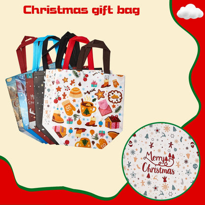 sishunhang 8PCS Christmas Gift Bags, Large Non-Woven Tote Bags with Handle For Christmas Event Party Wrapping Shopping, Xmas Party Supplies 12.8"*6.7"*9.8"