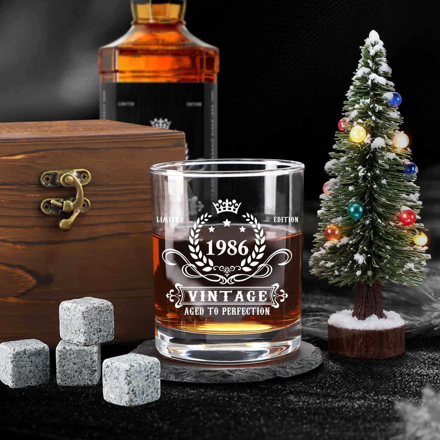 40th Birthday Gifts for Men, Unique Gift Ideas for 40th Birthday Men Who Have Everything, 1986 40 Year Old Birthday Gift Baskets for Man Whiskey Glass Baseball Cap Socks Toilet Paper