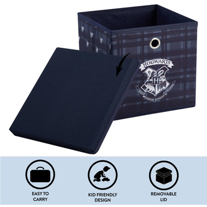 Harry Potter Collapsible Storage Cube with Removable Lid,10” x 10” x 10” Fabric Organizer Bin for Kids Bedroom, Closet or Playroom Décor